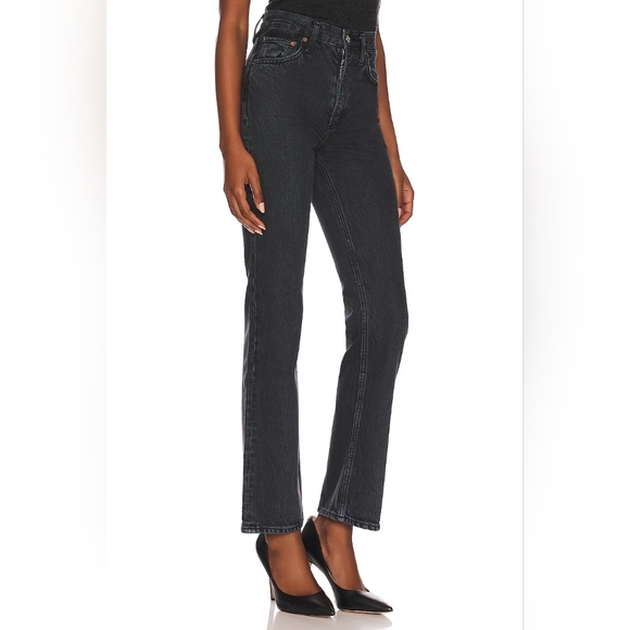 Agolde Black Straight Leg Jeans - Picture 2 of 11